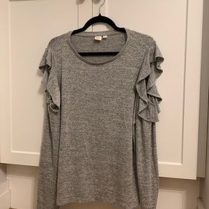 Gap, heather grey top/light sweater with shoulder cut outs- XL
